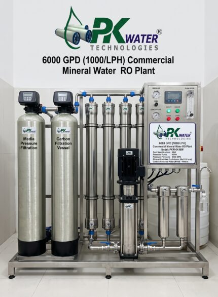 1 Ton Commercial Mineral Water RO Plant 6000 GPD (1000 LPH) by PK Water Technologies